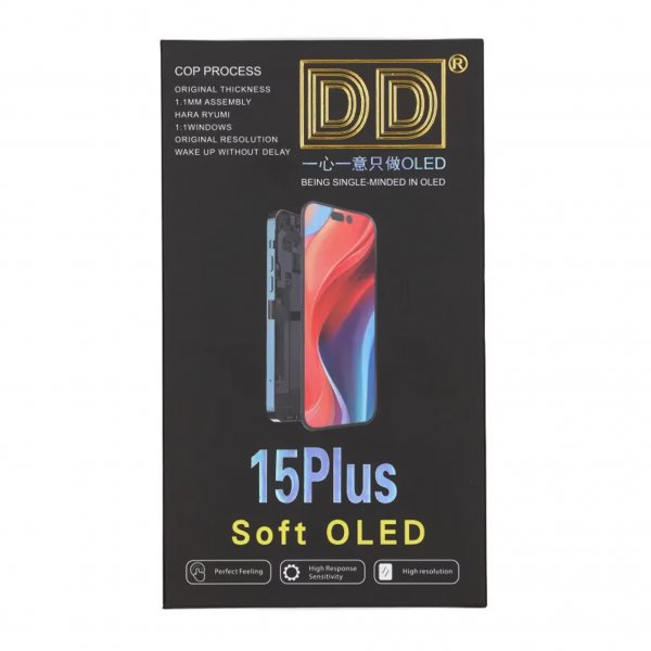 iPhone 15 Plus Soft OLED Display High Quality Black(DD brand)