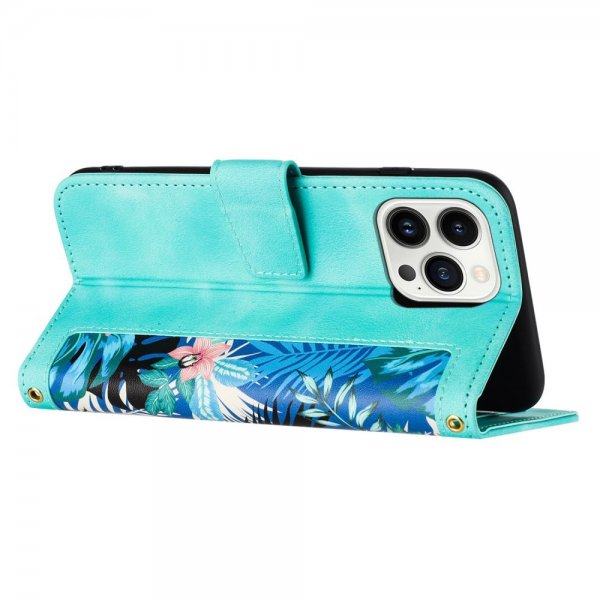 iPhone 15 Pro Fodral Blommönster Grön