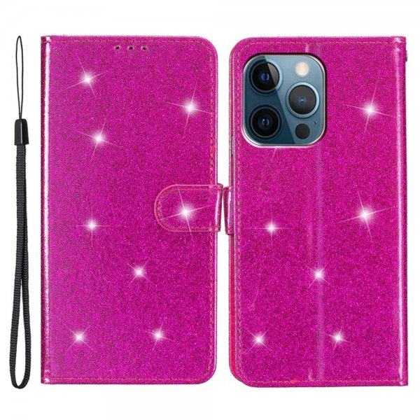 iPhone 15 Pro Fodral Glitter Magenta