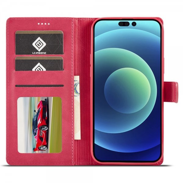 iPhone 15 Pro Fodral med Kortfack Stativfunktion Magenta