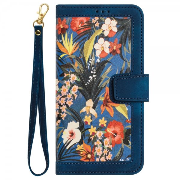 iPhone 15 Pro Max Fodral Blommönster Mörkblå