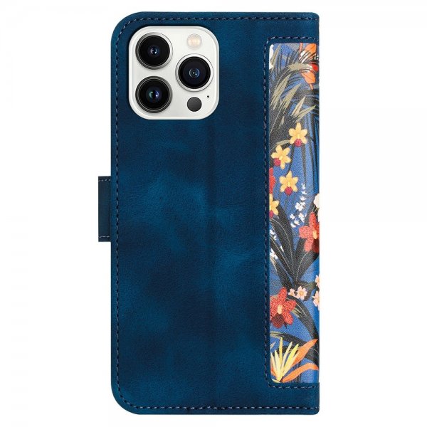 iPhone 15 Pro Max Fodral Blommönster Mörkblå