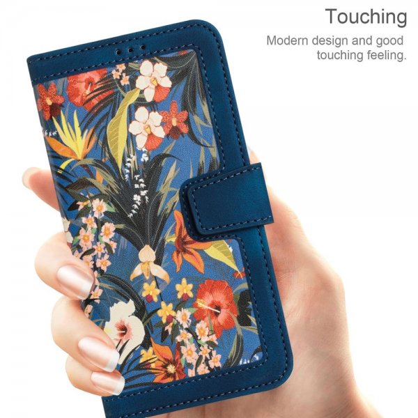 iPhone 15 Pro Max Fodral Blommönster Mörkblå