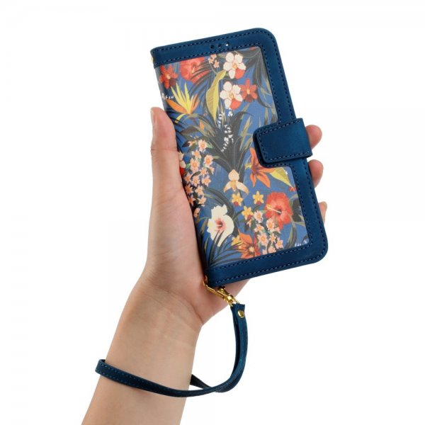 iPhone 15 Pro Max Fodral Blommönster Mörkblå