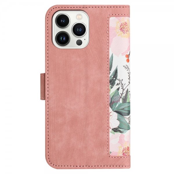 iPhone 15 Pro Max Fodral Blommönster Rosa