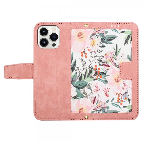 iPhone 15 Pro Max Fodral Blommönster Rosa