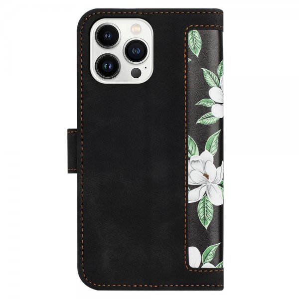 iPhone 15 Pro Max Fodral Blommönster Svart
