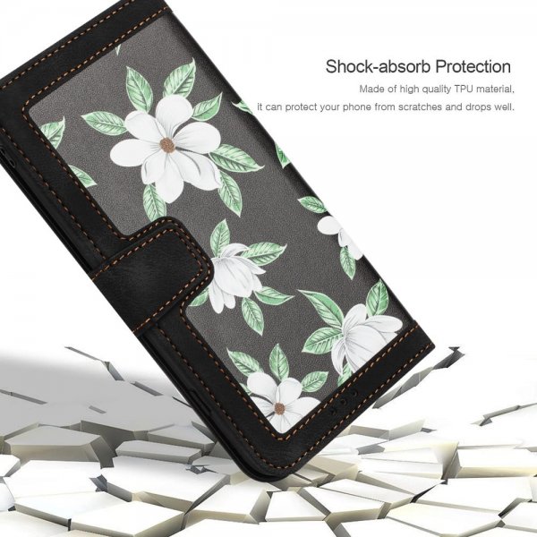 iPhone 15 Pro Max Fodral Blommönster Svart
