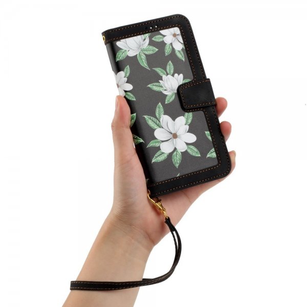 iPhone 15 Pro Max Fodral Blommönster Svart