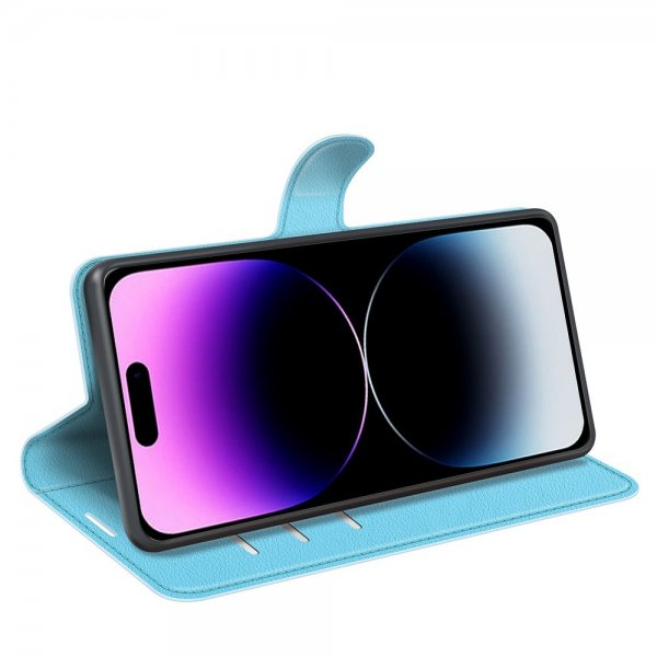 iPhone 15 Pro Max Fodral Litchi Blå
