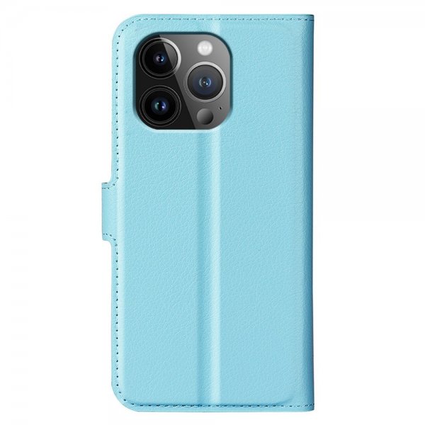 iPhone 15 Pro Max Fodral Litchi Blå