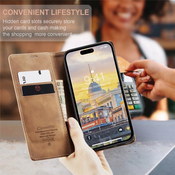 iPhone 15 Pro Max Fodral Retro Flip Brun