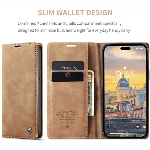 iPhone 15 Pro Max Fodral Retro Flip Brun
