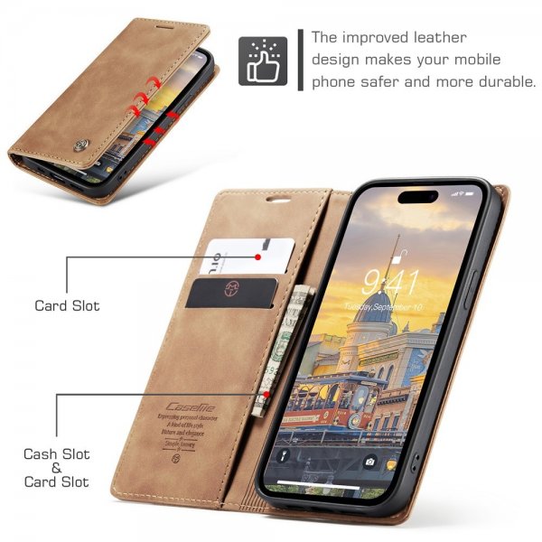 iPhone 15 Pro Max Fodral Retro Flip Brun