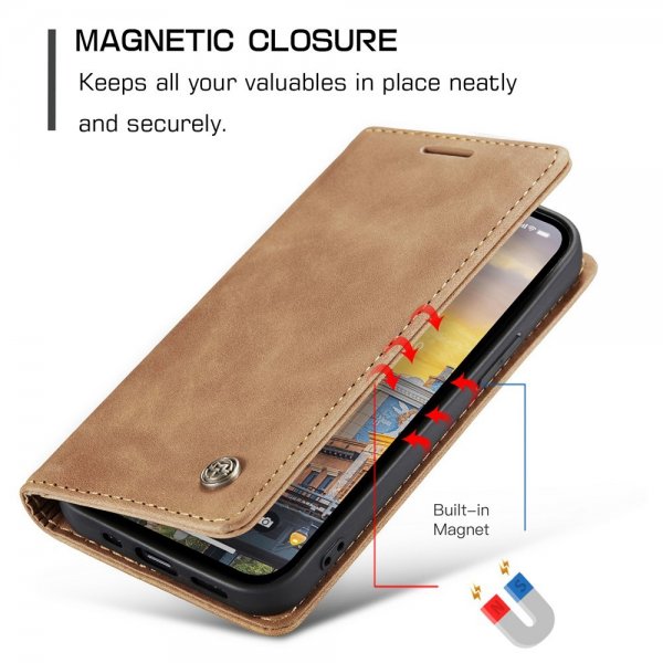 iPhone 15 Pro Max Fodral Retro Flip Brun
