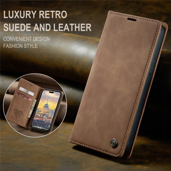 iPhone 15 Pro Max Fodral Retro Flip Brun