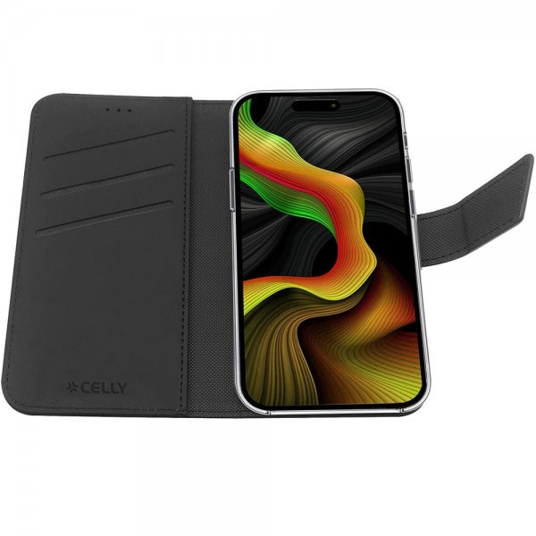 iPhone 15 Pro Max Fodral Wally Wallet Case Svart