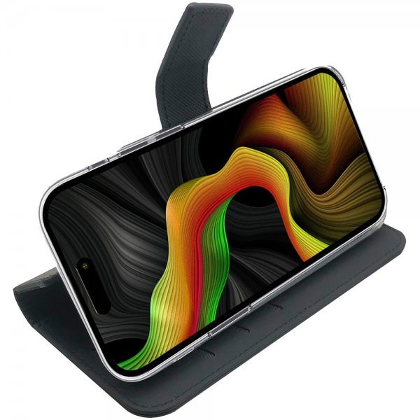 iPhone 15 Pro Max Fodral Wally Wallet Case Svart