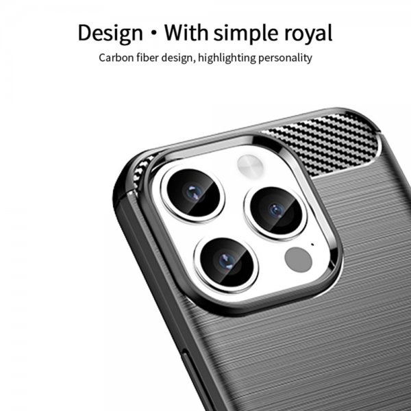 iPhone 15 Pro Max Skal Borstad Kolfibertextur Blå