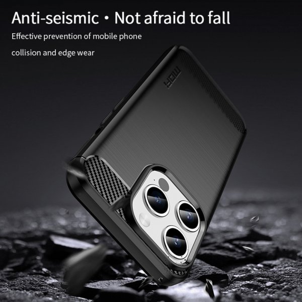 iPhone 15 Pro Max Skal Borstad Kolfibertextur Blå