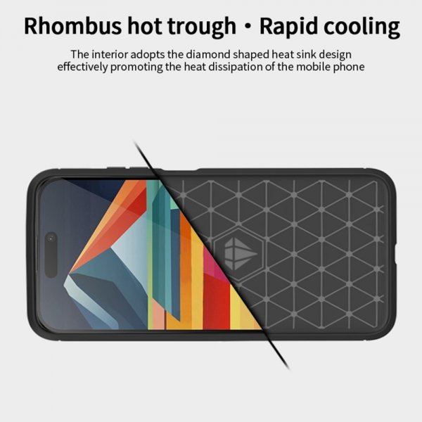 iPhone 15 Pro Max Skal Borstad Kolfibertextur Blå