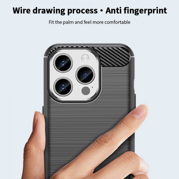 iPhone 15 Pro Max Skal Borstad Kolfibertextur Blå