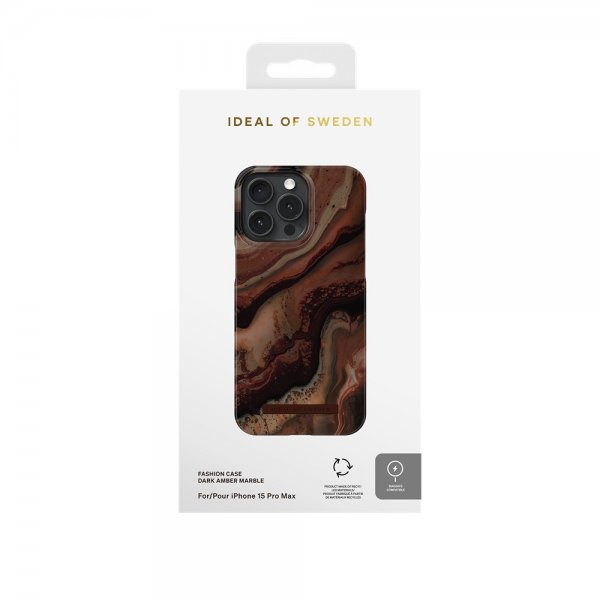 iPhone 15 Pro Max Skal Fashion Case MagSafe Dark Amber Marble