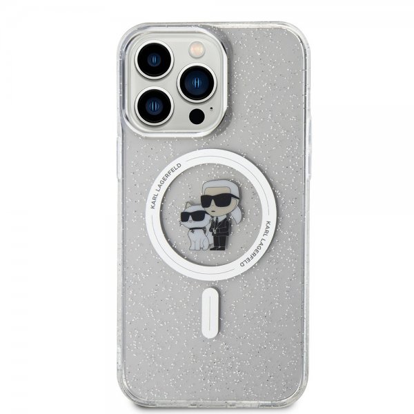 iPhone 15 Pro Max Skal Karl & Choupette Glitter MagSafe Transparent