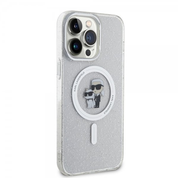 iPhone 15 Pro Max Skal Karl & Choupette Glitter MagSafe Transparent