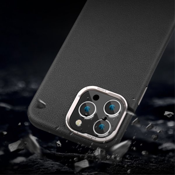 iPhone 15 Pro Max Skal Lädertextur MagSafe Grå