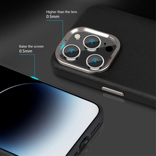 iPhone 15 Pro Max Skal Lädertextur MagSafe Svart