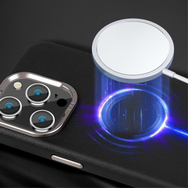 iPhone 15 Pro Skal Lädertextur MagSafe Svart