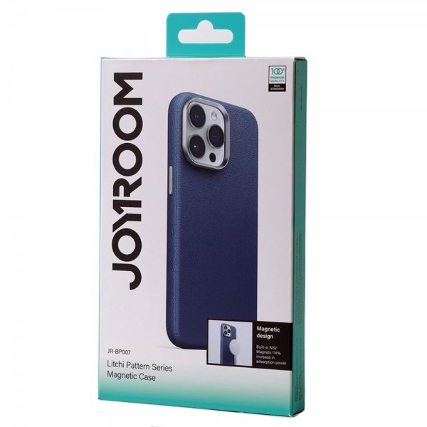 iPhone 15 Pro Max Skal Litchi Pattern Series MagSafe Blå