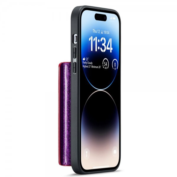 iPhone 15 Pro Max Skal M3 Series Löstagbar Korthållare Glitter Lila