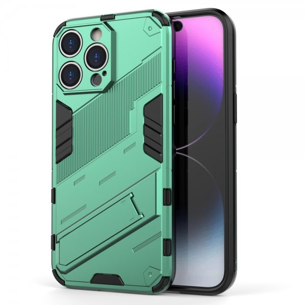 iPhone 15 Pro Max Skal med Stativ Grön