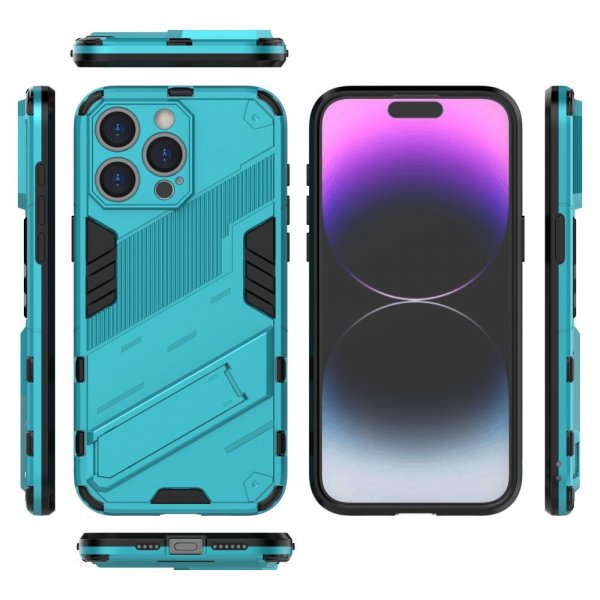 iPhone 15 Pro Max Skal med Stativ Ljusblå