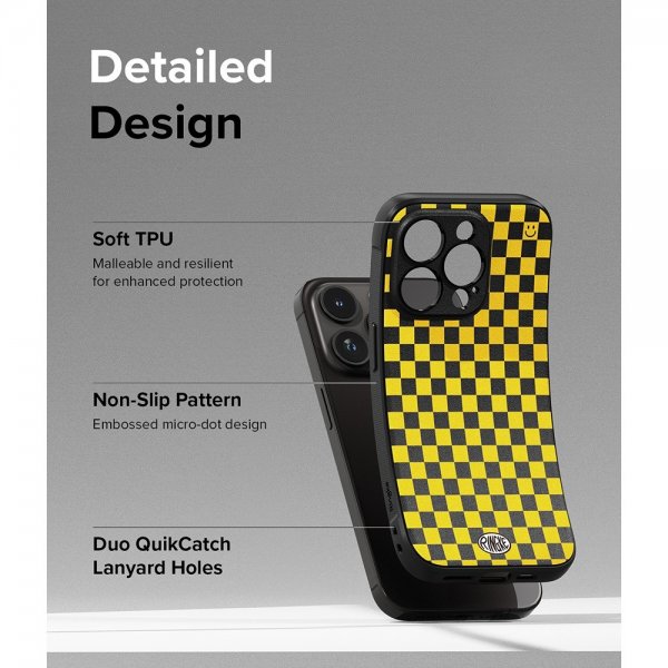 iPhone 15 Pro Max Skal Onyx Design Checkerboard Yellow