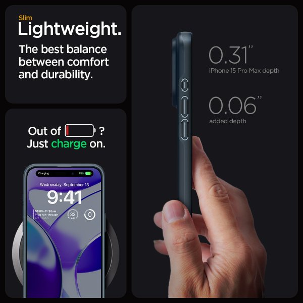 iPhone 15 Pro Max Skal Thin Fit Metal Slate
