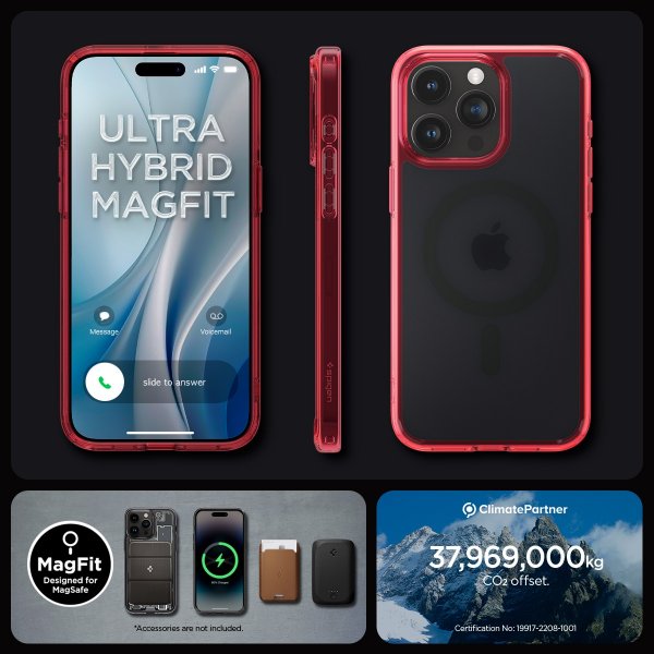 iPhone 15 Pro Max Skal Ultra Hybrid MagFit Frost Deep Red