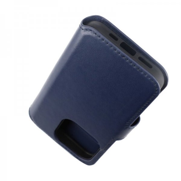 iPhone 15 Pro Fodral Äkta Läder Blå