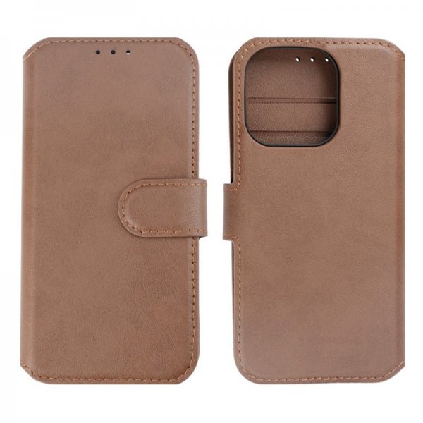 iPhone 15 Pro Fodral Äkta Läder Brun