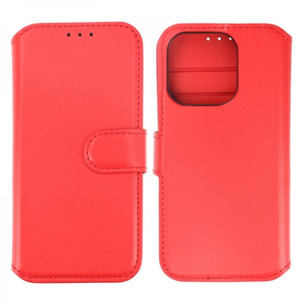 iPhone 15 Pro Fodral Äkta Läder Röd