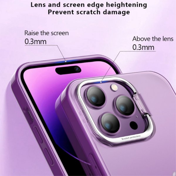 iPhone 15 Pro Skal Camera Frame Kickstand Lila