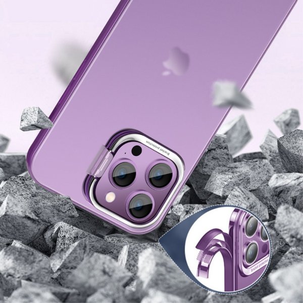 iPhone 15 Pro Skal Camera Frame Kickstand Lila