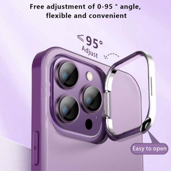 iPhone 15 Pro Skal Camera Frame Kickstand Lila