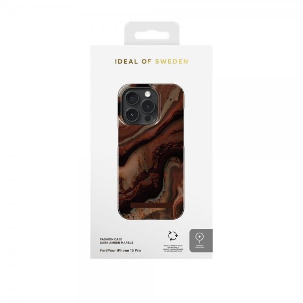iPhone 15 Pro Skal Fashion Case MagSafe Dark Amber Marble