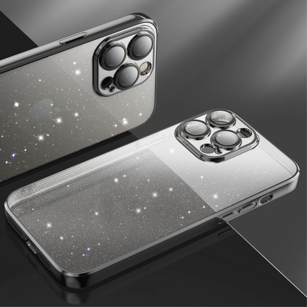 iPhone 15 Pro Skal Glitter Transparent Svart