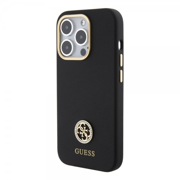 iPhone 15 Pro Skal Liquid Silicone Metal Logo Svart