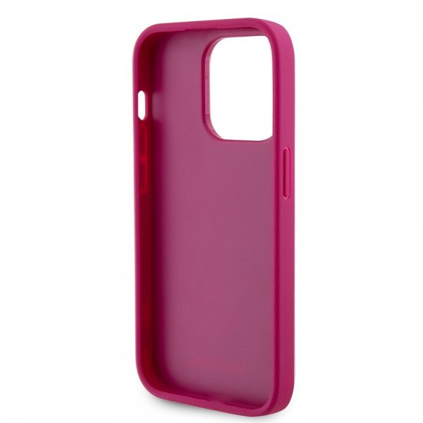 iPhone 15 Pro Skal Metal Logo Strass Metallic Rosa