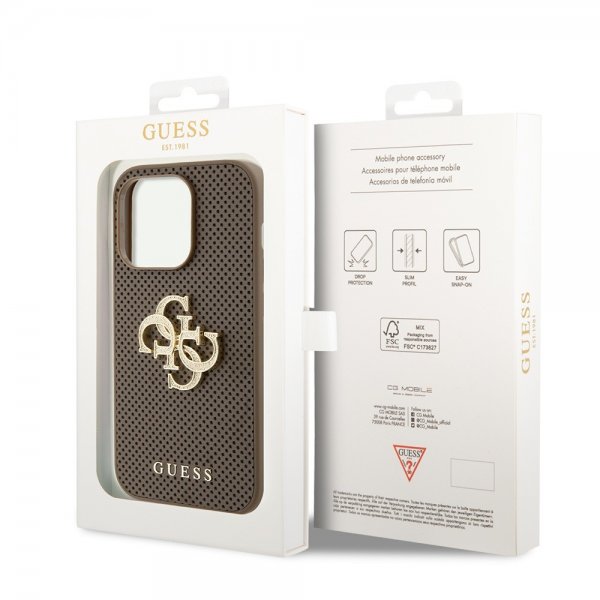 iPhone 15 Pro Skal Perforated Glitter Brun